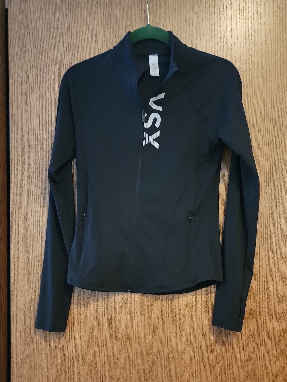 Victorias Secret VSX Black Full-Zip Performance Jacket with White Logo